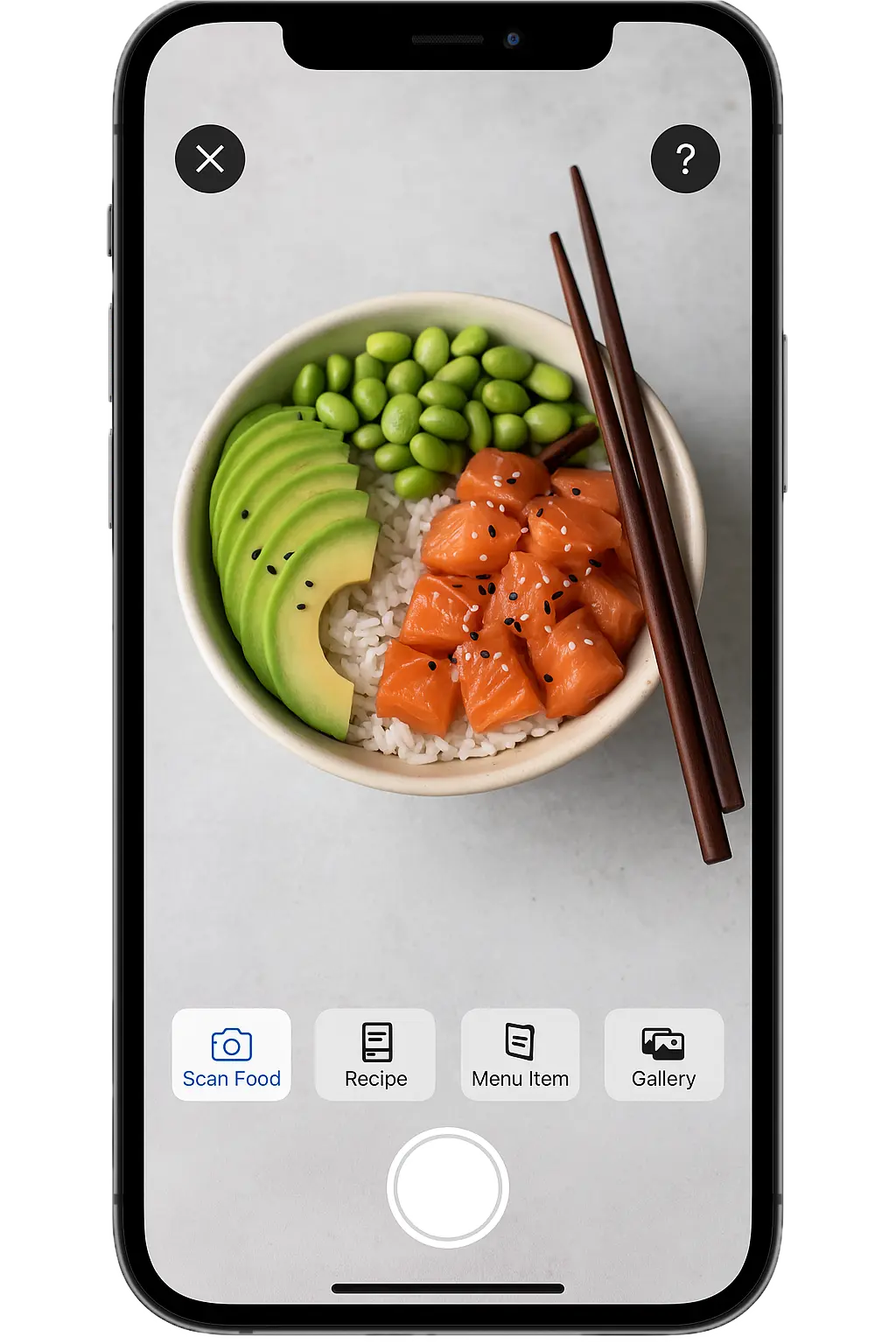 Menoscan app showing food scanning